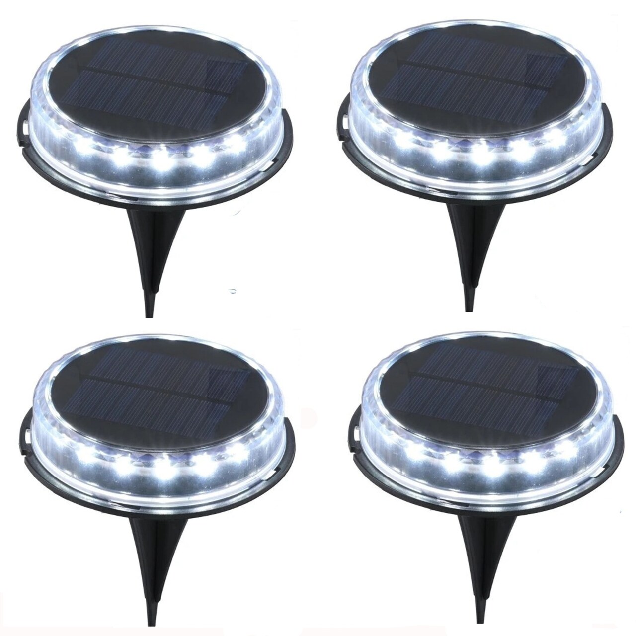 17-LED LED Solar Ground Lights Outdoor Disk Lamp Lawn Pathway